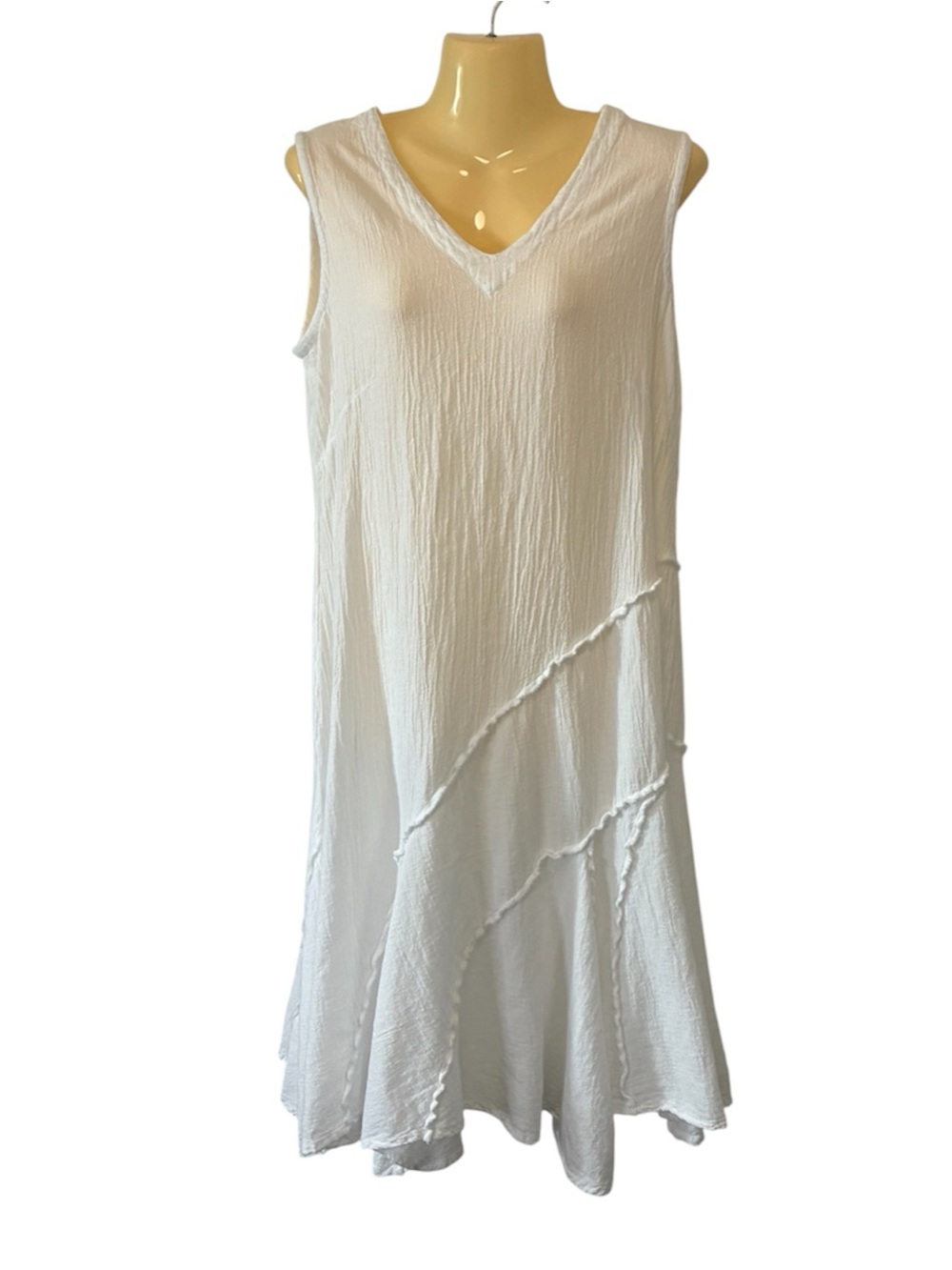 Oh My Gauze! Tabasco Cotton Gauze Textured Dress Coastal Grandma Beach White Sm